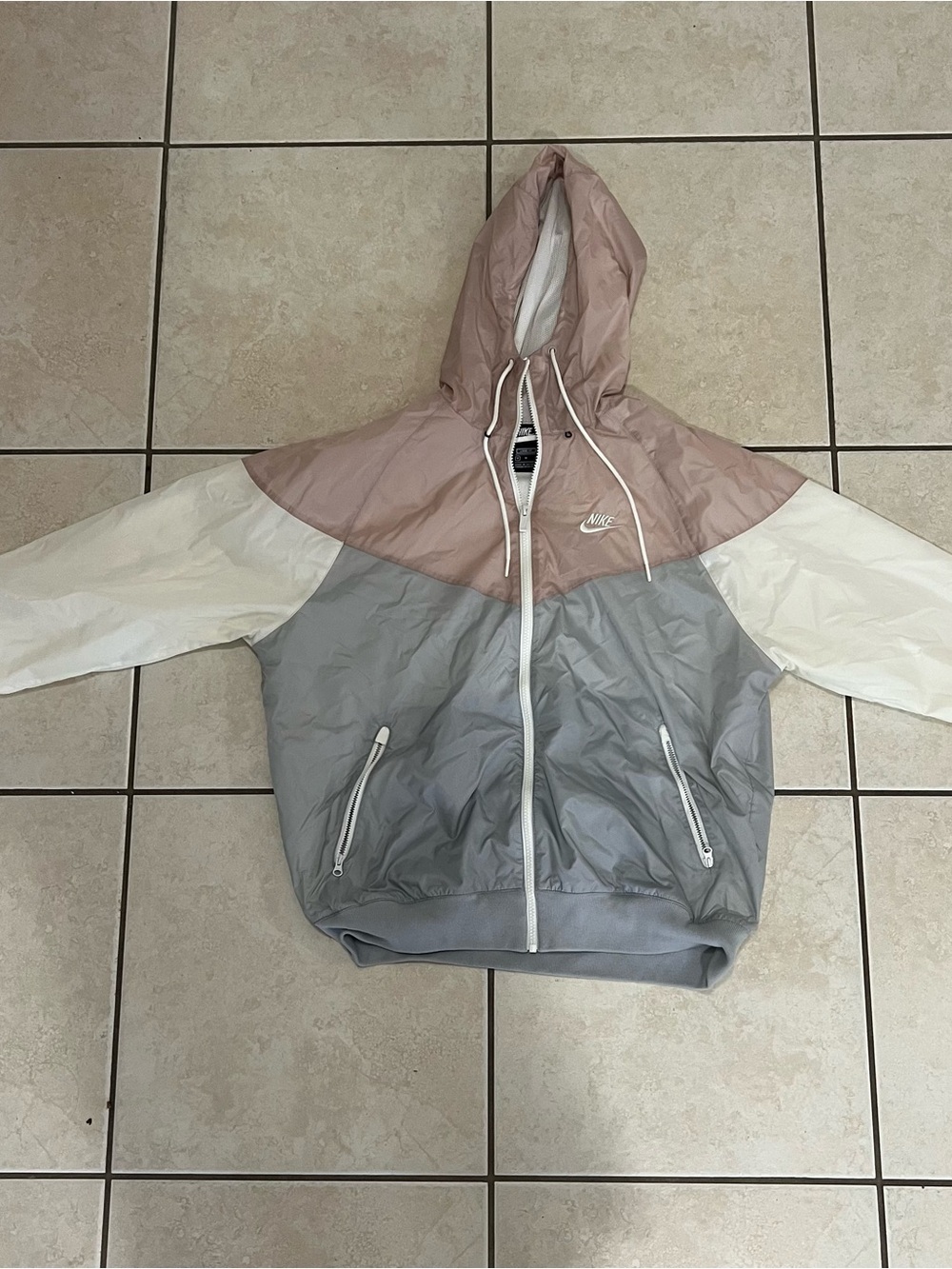 Nike Hooded Colorblock Windbreaker - Blush Pink, Gray, White